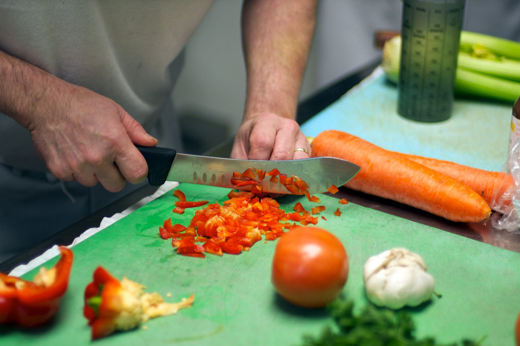 Chopping Vegetables at Home